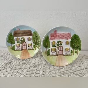 Lord & Taylor Victorian Village Collection Hand-Painted Collectible Plates Set 2